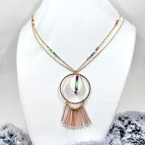 INC International Concepts - Gold Tone Seed Bead & Shell Pendant 32” Necklace